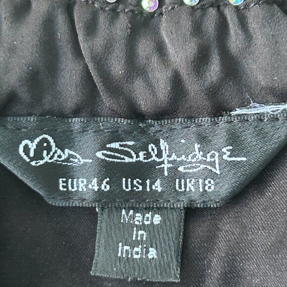 Miss Selfridge black diamante/beads mesh goth maxi skirt size 14 - Picture 10 of 11